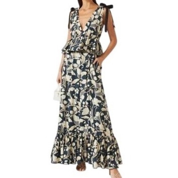 Agua by Agua Bendita Infinito Perla Maxi Dress XL | Floral Cotton Gown NWT - Picture 4 of 10